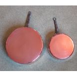 Two French copper skillets,