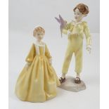 Two Royal Worcester figures, Little Grandmother and The Parakeet, both modelled by F G Doughty,