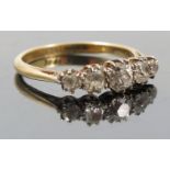 A five stone diamond ring, stamped '18ct',