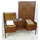 A 20th century rosewood bedroom suite, by Wrighton, comprising chest of six graduated long drawers,