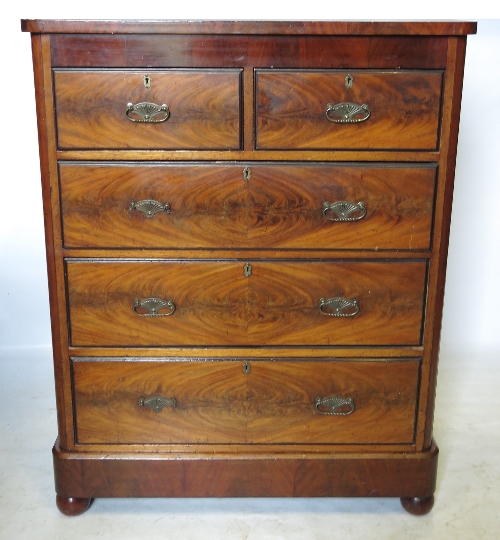 A 19th century mahogany chest, fitted two short drawers over three graduated long drawers,