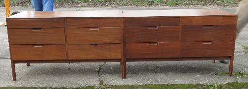 A pair of Scandinavian style units, each fitted with two banks of three graduated drawers, width 48.