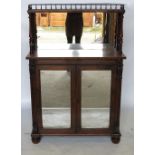 A 19th century rosewood chiffonier, with mirror back and galleried shelf over,