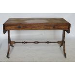 A mahogany sofa table, fitted with one long frieze drawer,