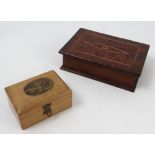 A Mauchline ware box, of rectangular form, the lid printed with Cors Y Geddi Hotel Barmouth,