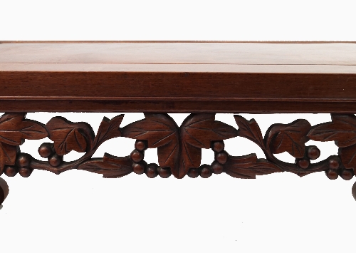 A Chinese hardwood opium table, of rectangular form, with burr wood panel to the top, - Image 3 of 3