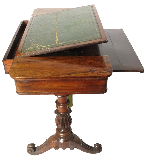 A 19th century rosewood writing table, with rising ratcheted lift up leather writing surface, - Image 2 of 4