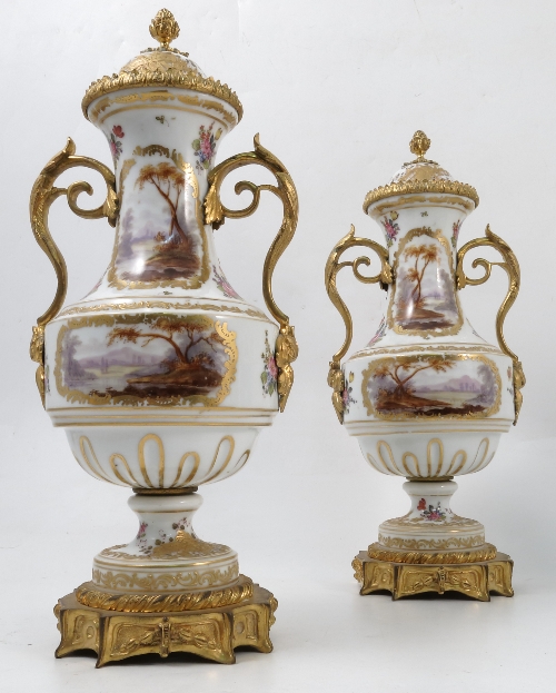 A pair of porcelain and ormolu covered vases, - Image 2 of 5