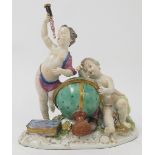 A 19th century Meissen porcelain figure group, emblematic of astronomy,
