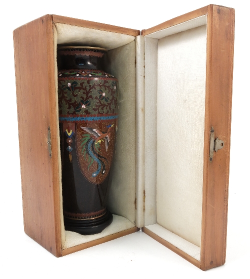 A 20th century Ando Japanese cloisonne vase, decorated with a band of scrolls with leaves, - Image 6 of 7