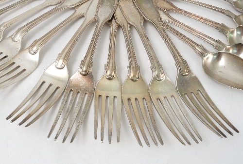 A matched part canteen of silver fiddle and thread pattern cutlery, engraved with a crest, - Image 5 of 5