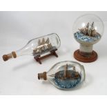A collection of model ships in bottles,