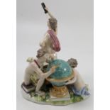 A Meissen porcelain figure group, based on astronomy, with three figures,