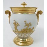 A Meissen porcelain covered urn, with flower finial to the cover,