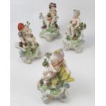 A set of four 19th century Continental porcelain figures, emblematic of the seasons,