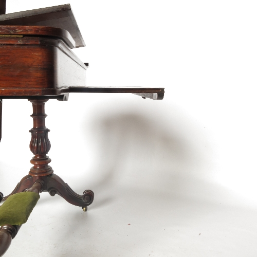 A 19th century rosewood writing table, with rising ratcheted lift up leather writing surface, - Image 3 of 4