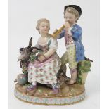 A 19th century Meissen porcelain figure group, emblematic of autumn,