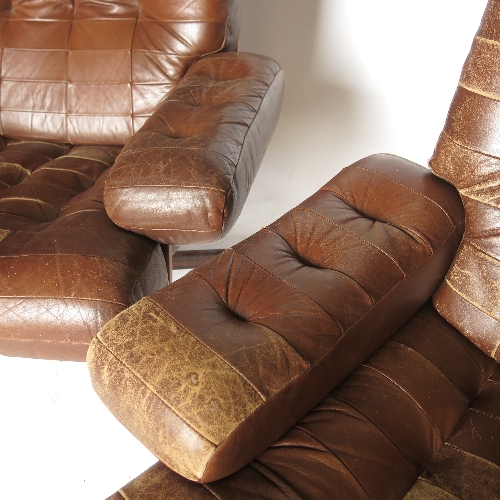 A pair of Mobel leather armchairs, with swivel action, - Image 3 of 4