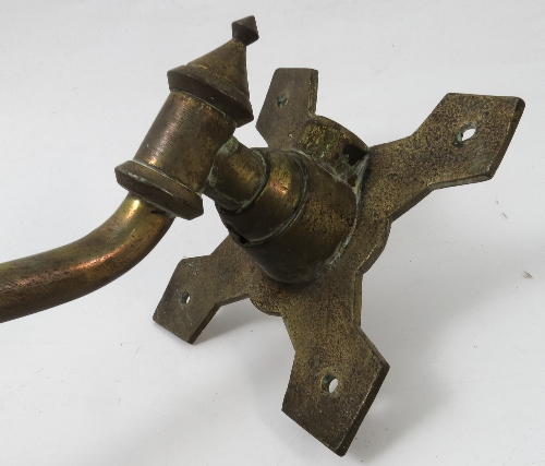 A pair of brass twin light gas light fittings, of T form, with regulator valves and pierced shades, - Image 5 of 5