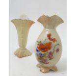 A Locke & Co Worcester blush ivory vase, with shaped neck, the baluster body decorated with flowers,