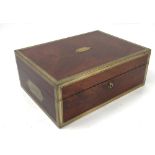 A 19th century mahogany and brass bound travelling jewellery box,