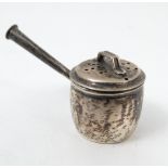 A silver miniature sauce pan, with pierced lid, Chester 1903,