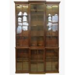 A Pepys style late Georgian design break front bookcase,