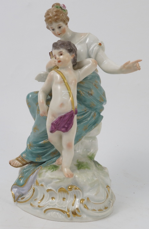 A late 19th century Continental porcelain figure group, of Venus disarming Cupid, - Image 2 of 10