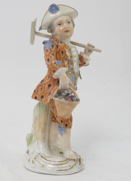 A Meissen figure, emblematic of Winter, of a bearded man wearing a fur lined clock by a fire, - Image 9 of 16