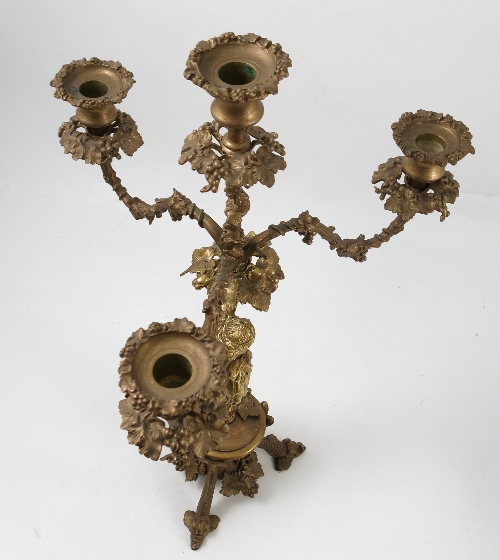 A gilt metal candelabrum, the four lights with vine branches supported by a female figure column, - Image 3 of 6