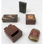 A 19th century Tunbridge ware stamp box, decorated with a penny red to Tunbridge ware frame, 1.