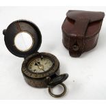 A Negretti & Zambra pocket compass, with lacquered and brass case,