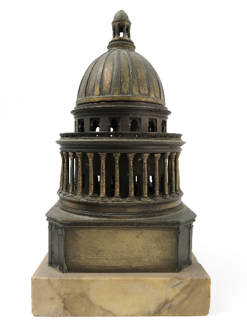 A gilt metal oil burner, modelled as the dome of St Paul's cathedral,