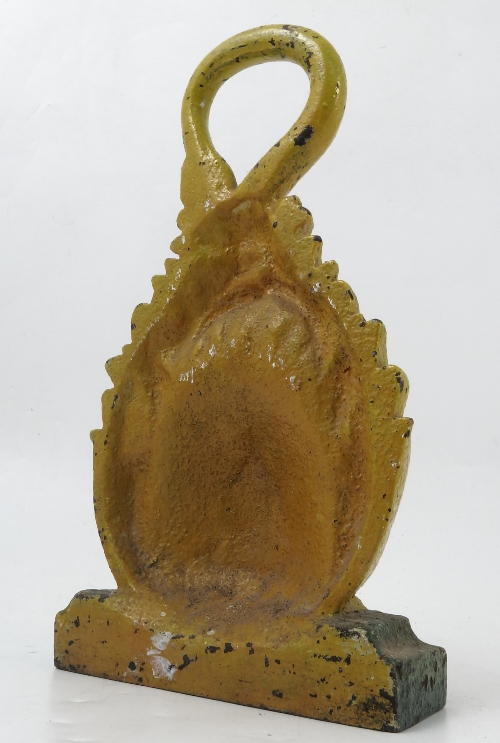 A painted cast iron door stop, formed as a lion, with its tails forming the ring handle, - Image 2 of 2