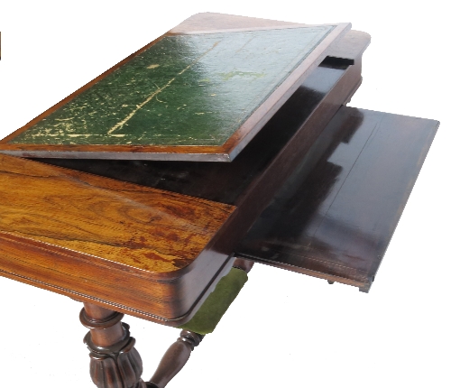 A 19th century rosewood writing table, with rising ratcheted lift up leather writing surface, - Image 4 of 4