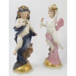 A pair of Meissen figures, emblematic of night and day,