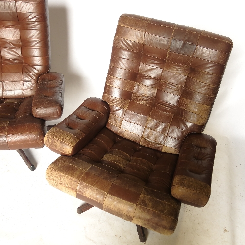 A pair of Mobel leather armchairs, with swivel action, - Image 2 of 4