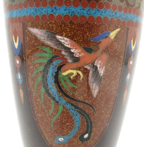 A 20th century Ando Japanese cloisonne vase, decorated with a band of scrolls with leaves, - Image 3 of 7