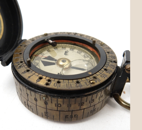 A Negretti & Zambra pocket compass, with lacquered and brass case, - Image 2 of 3