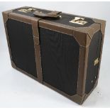 A Dunhill suitcase, with brown leather edging and strap, the interior with lift out tray,