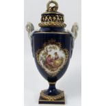 A Meissen porcelain covered pot pourri vase, with deep blue ground,