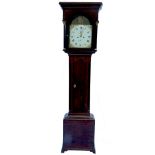 A late Georgian oak long case clock, the arched painted dial by Robson of North Shields,