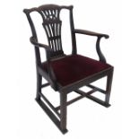A Georgian mahogany Chippendale style armchair,