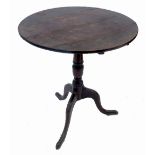 An Antique oak occasional table, with baluster turned column and tripod base,