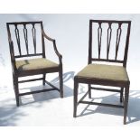 A set of six mahogany 19th century dining chairs, with pierced triple splat back,