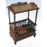 A 19th century walnut rectangular what not Canterbury, fitted with a shelf,