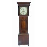 A 19th century oak long case clock, with square painted dial by Harrison of Market Drayton,