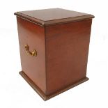 A mahogany coal box, of square form, with carry handles, width 14.