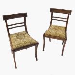 A set of six Regency mahogany dining chairs, with beaded bar back,