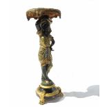 A Blackamoor jardiniere stand, in the form of a girl holding a cloth covered tray,